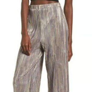 Leith pleated metallic wide leg pants